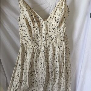 H&M Cream Strapless Dress with Black Floral Print
